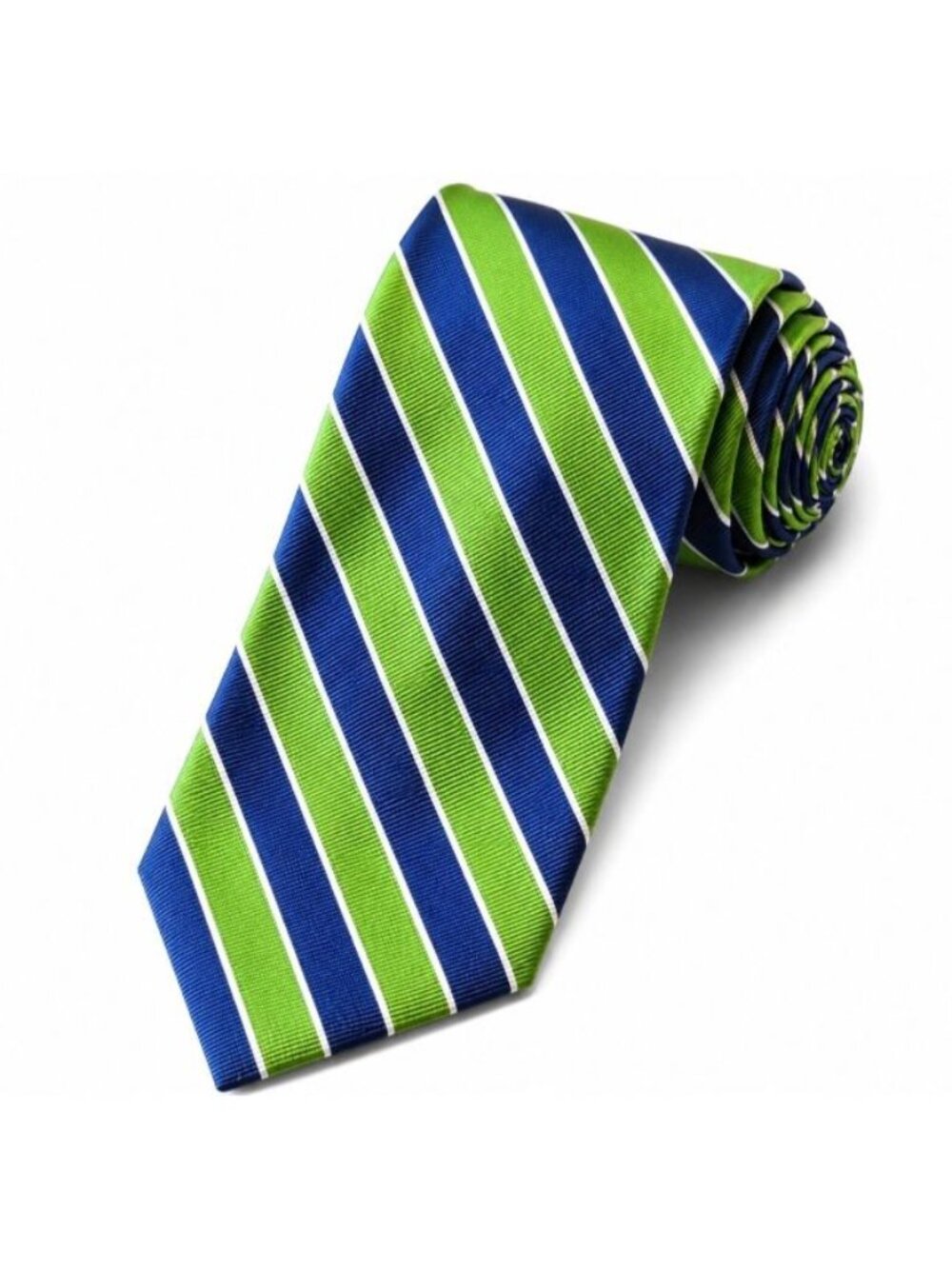 Rooster 100% Silk Tie Blue Green Stripe Necktie Mens Designer Classic
